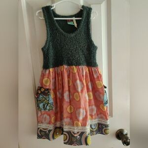 Matilda Jane Girls Character Counts Maya Dress Floral Orange Patchwork Size 4